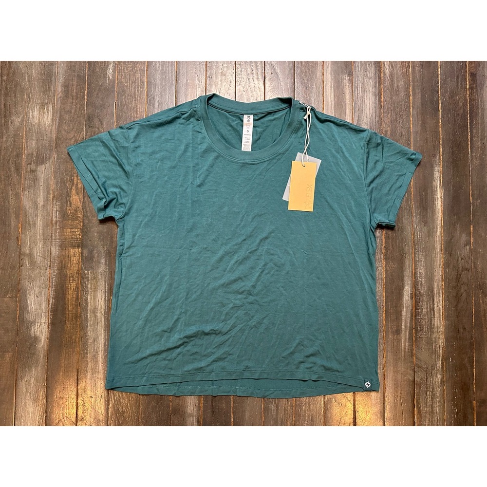 POPFLEX Stunning Short Sleeve T-Shirt Teal Green Boxy Activewear Top Small